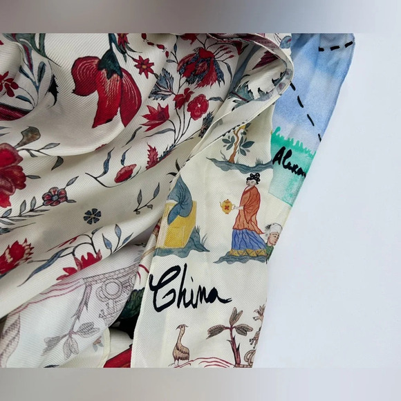 Oscar De La Renta Women's 100% Silk Tie-Neck Blouse Top Size 6 Asian Theme Nwt - Picture 14 of 15